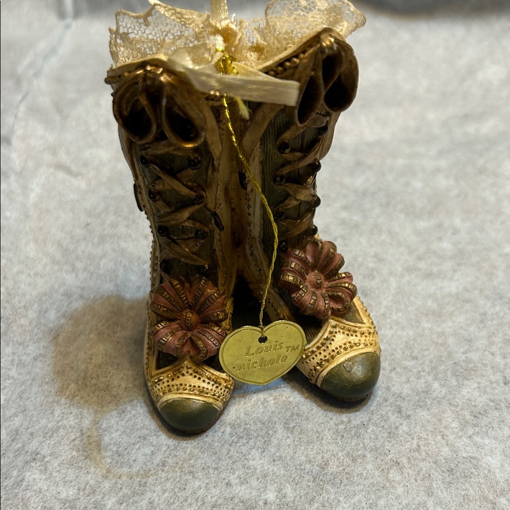 Decorative Boot ornament with Lace and Flowers